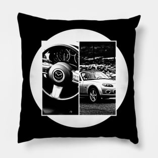 Mazda Miata MX-5 NC Black 'N White 5 (Black Version) Pillow