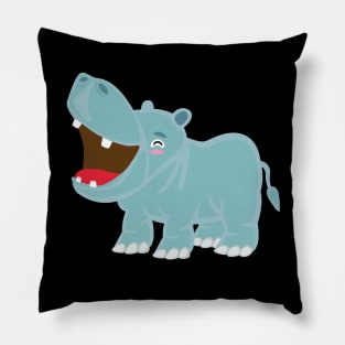 Cute Kawaii Happy Hippopotamus kids design Pillow