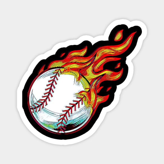 Baseball - Fire Ball Magnet by Qibar Design