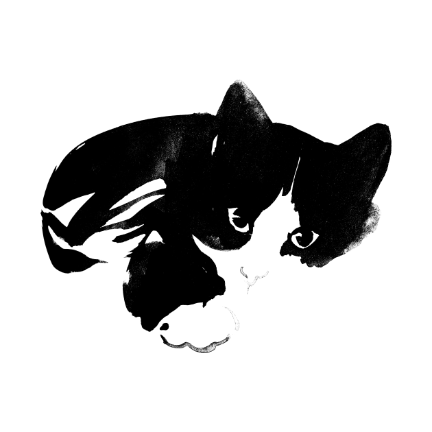 black and white cat Cat Tapestry TeePublic