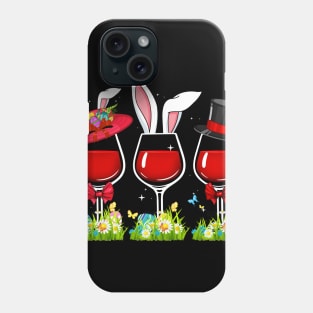 Three Wine Glasses Eggs Bunny Costume Easter Phone Case
