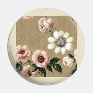 Vintage Antique Pink and White Floral Pin