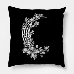 Striped Floral Moon Pillow