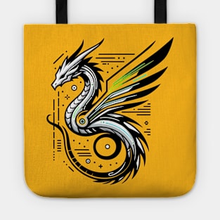 Silver Punk Dragon Cyber Punk Cool Dragon Design Tote