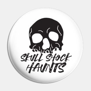 Skull Shock Haunts: Striking Halloween Skull Silhouette Design Pin