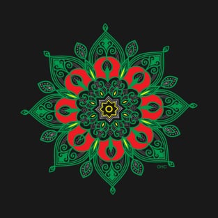 Mandala Circle Green Red Flower OHC T-Shirt