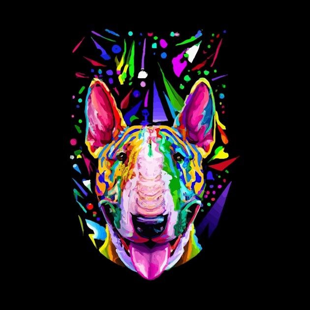 Bull Terrier Dog 90s Retro Vintage Artwork by Furrban