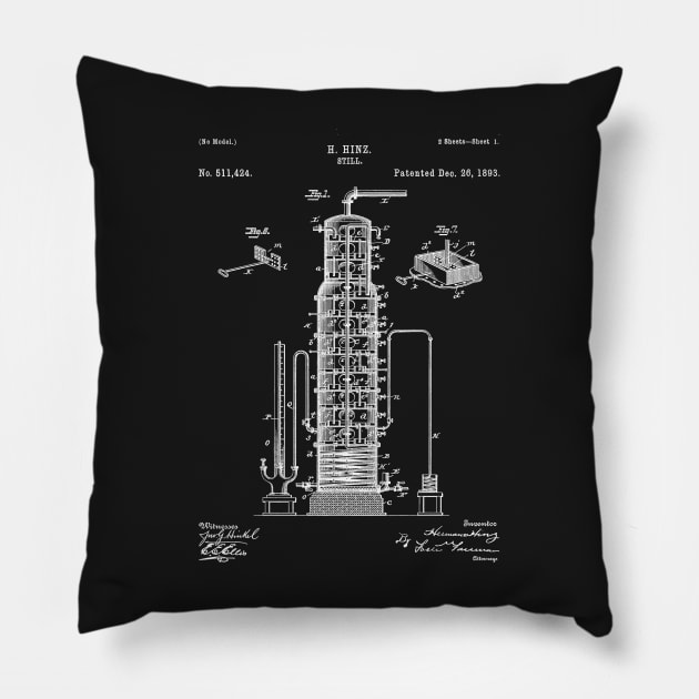 Whisky Patent - Whisky Still Art - Black Chalkboard Pillow by patentpress