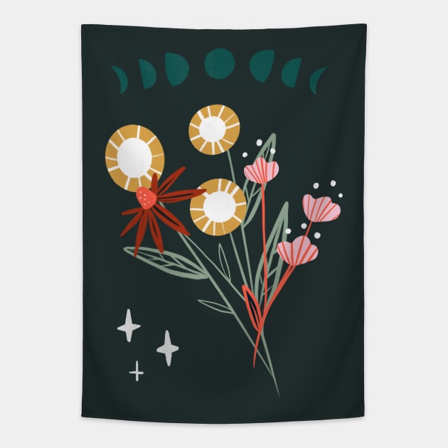 Moony Bouquet Tapestry by Off The Hook Studio