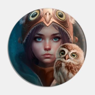 Adventure girl and owl Pin