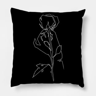 hand holding a rose minimalistic line art in white Pillow