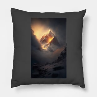 Digital Art - Annapurna mountain range during golden hour Pillow