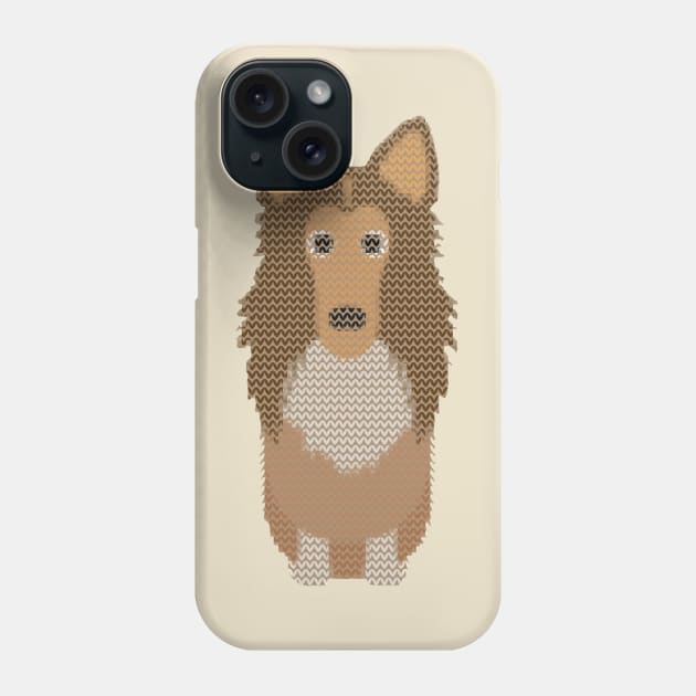 Rough Collie Ugly Christmas Sweater Knit Pattern Phone Case by DoggyStyles