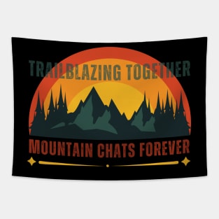 Camping Buddies - Trailblazing Together, Mountain Chats Forever Tapestry