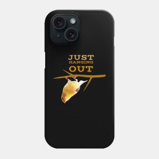 Cute Bird Hanging Upside Down With Text T-shirt Phone Case