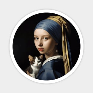 Girl with the Pearl Earring and Cat Magnet