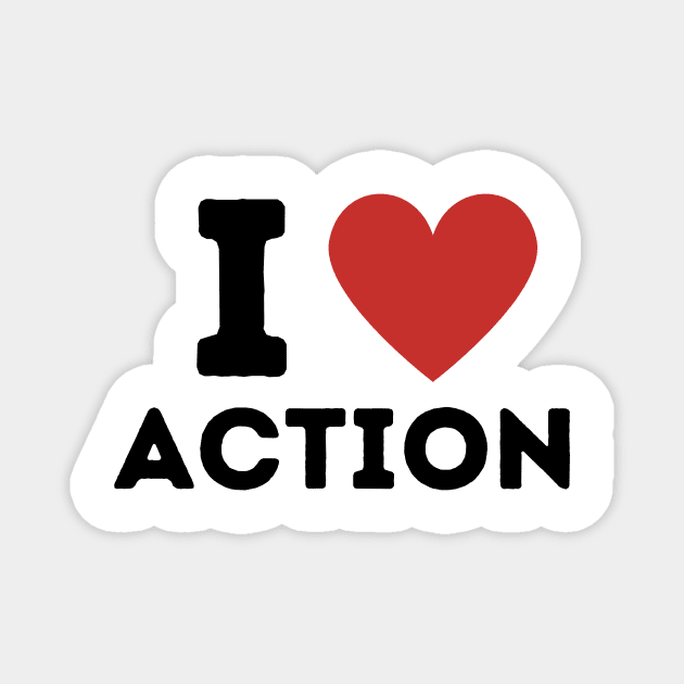 I Love Action Simple Heart Design Magnet by Word Minimalism