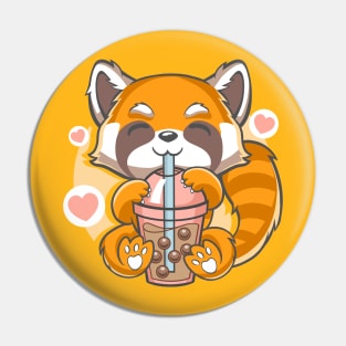 Red Panda Boba Tea Love Kawaii T-Shirt Pin