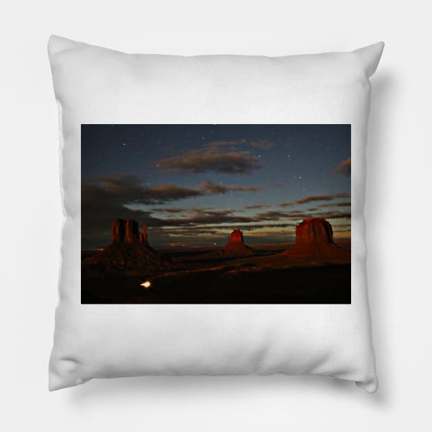 Monument Valley and Clouds.stars Pillow by StonePics