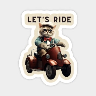 Let's Ride Retro Cat Design | Vintage Cat Lover Magnet