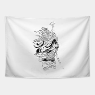 Saturn Asian Outline Art Tapestry