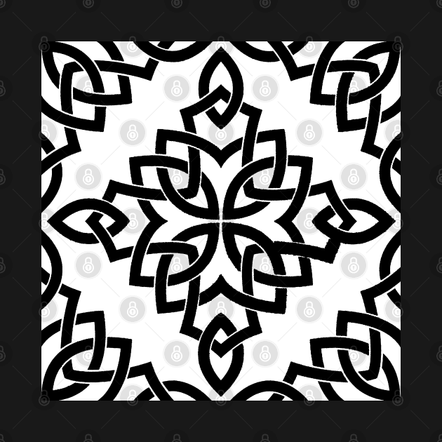 Black and White Damask Geometric Victorian Pattern by Overthetopsm