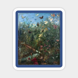 Flowers in a Landscape, Summer - Gustave Dore Magnet