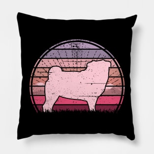 Pink Pug Sunset Pillow