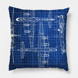 Boeing B29 Superfortress Blueprint vintage look Pillow