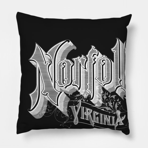 Vintage Norfolk, VA Pillow by DonDota