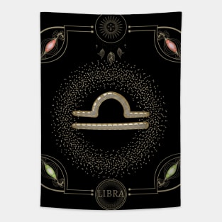 Golden zodiac libra sign Tapestry