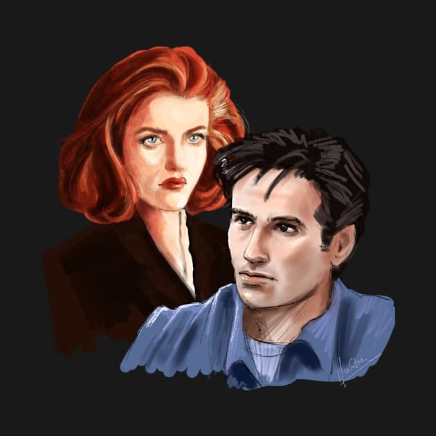 Mulder and Scully - portrait by Hoshimem