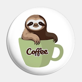 Sloth in the Coffee Mug for Caffeine and Chill Vibes Pin