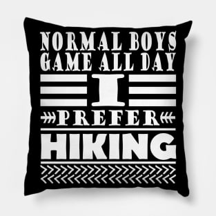 Hiking mountains nature summit hike saying Pillow