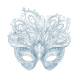 Silver Carnival Mask Zentangle T-Shirt