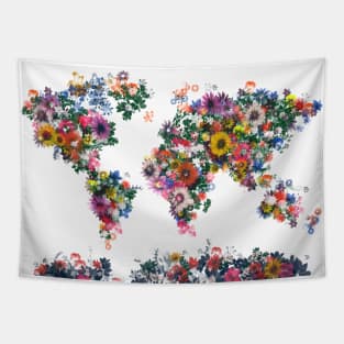 world map floral Tapestry