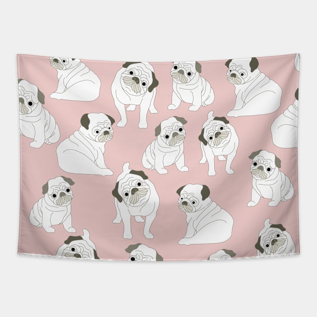 Pink Pug Tapestry by queensandkings