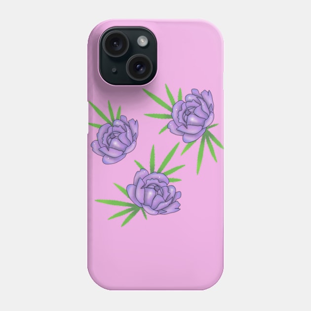 Purple roses with pot leaves Phone Case by CraftKrazie