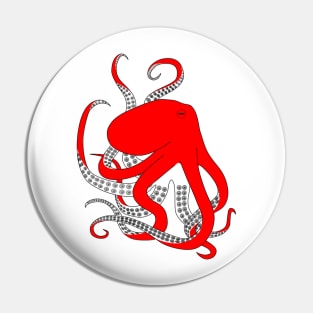 Hand drawn red octopus illustration Pin