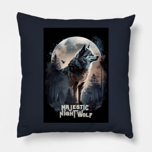 Majestic night wolf Pillow