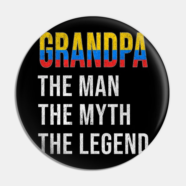 Grand Father Colombian Grandpa The Man The Myth The Legend - Gift for Colombian Dad With Roots From  Colombia Pin by Country Flags