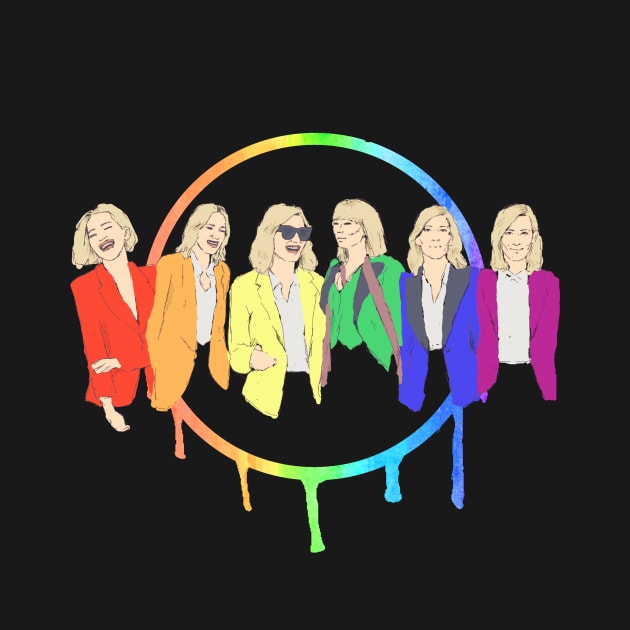 Cate Blanchett - Rainbow Pride Flag with Watercolour by brainbag