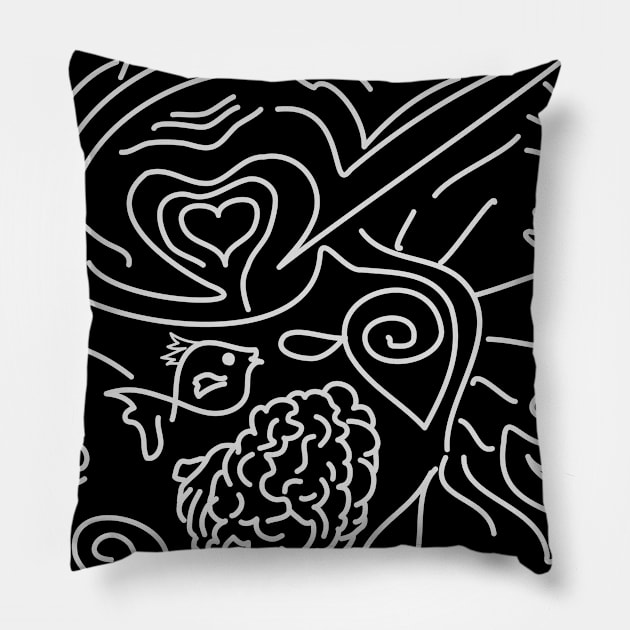 Doodle Line Art Pillow by madlymelody