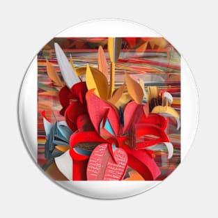 Crimson Floral Collage Pin