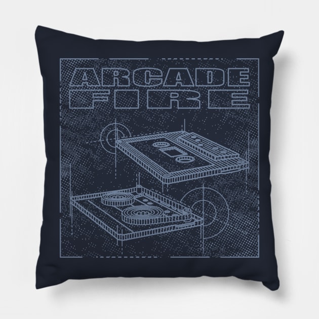 Arcade Fire Technical Drawing Pillow by Vector Empire