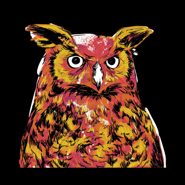 Sketchy Fire Owl by polliadesign