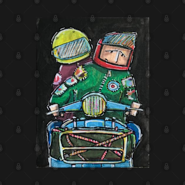 Retro Scooter, Classic Scooter, Scooterist, Scootering, Scooter Rider, Mod Art by Scooter Portraits