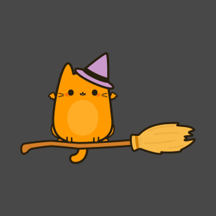 Bat cat on broomstick T-Shirt