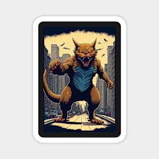 Giant Angry Cat attacking a city Magnet