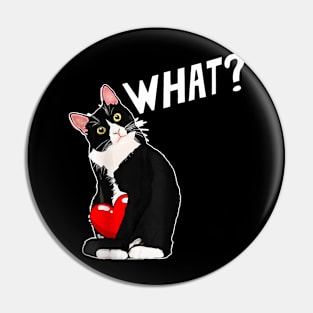 Funny Black Cat Valentine_s Day Heart Tuxedo Cat Lover Pin